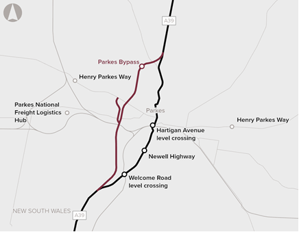 graphical representation of a road (Parkes bypass)