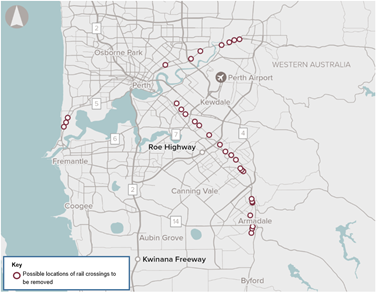 Perth level crossings congestion and safety