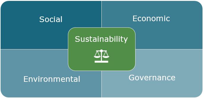 Components of sustainability: social, economic, environmental and governance outcomes