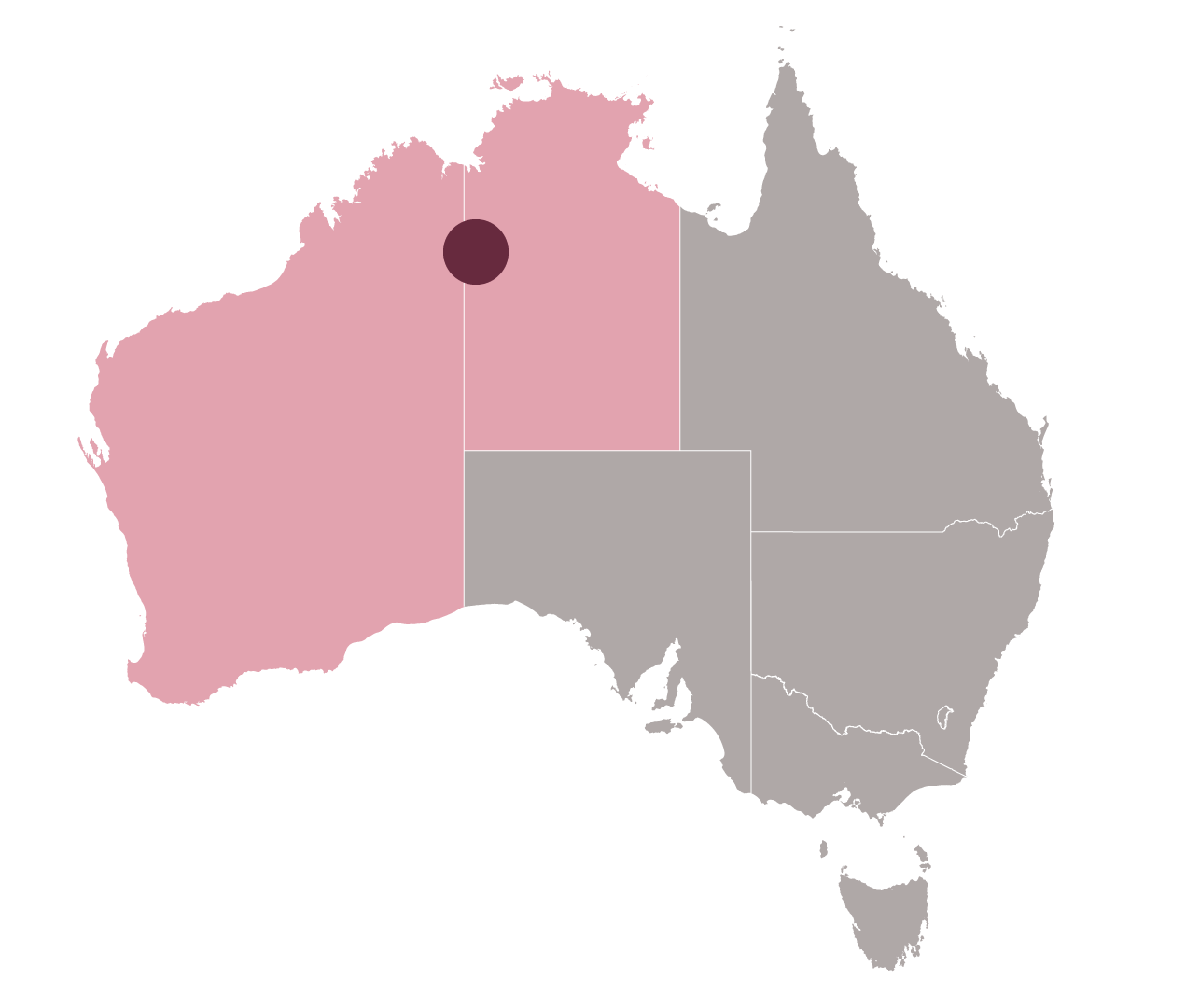 A graphic of the Australian continent with WA and NT shaded.