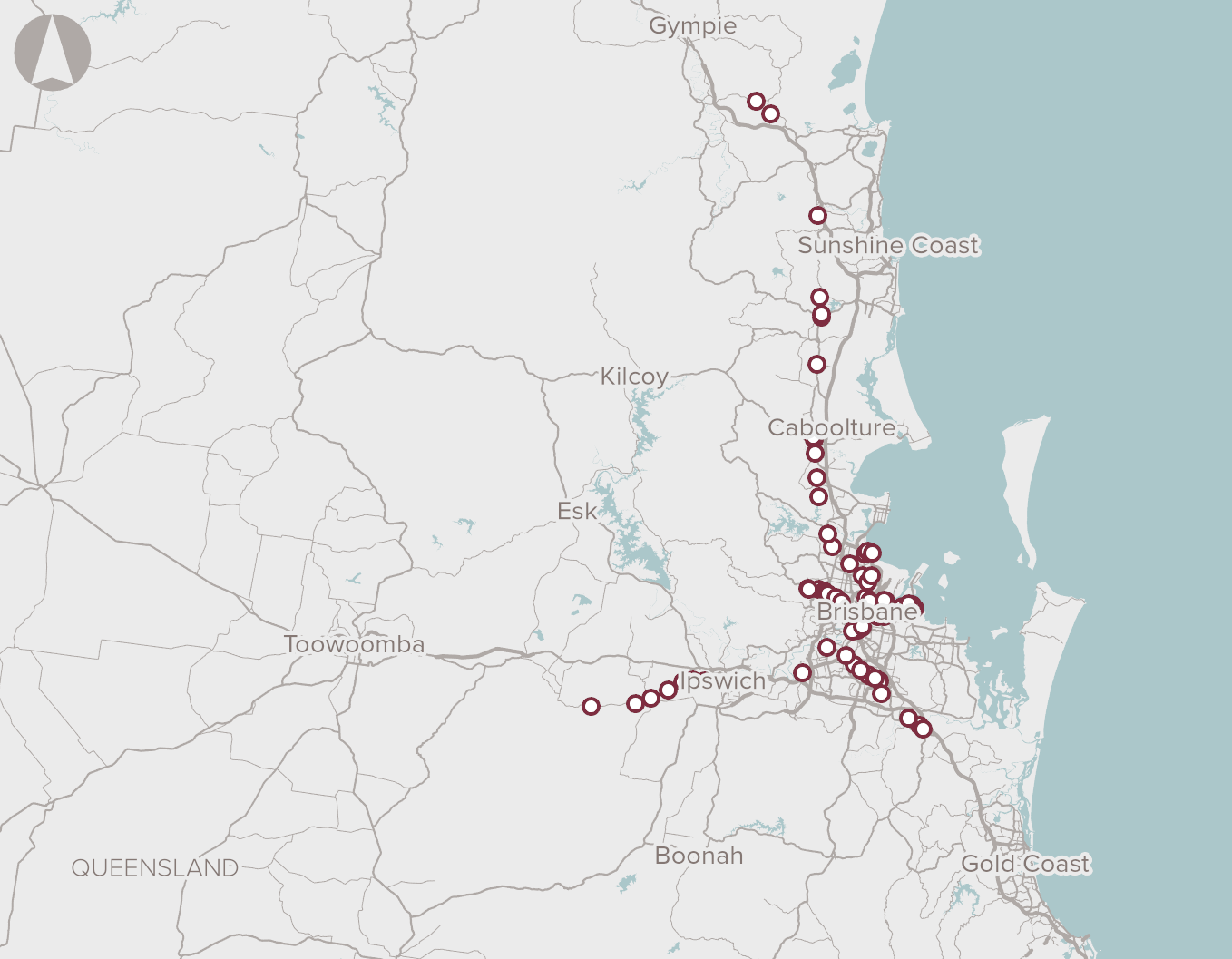 SEQ Level Crossing Removal map