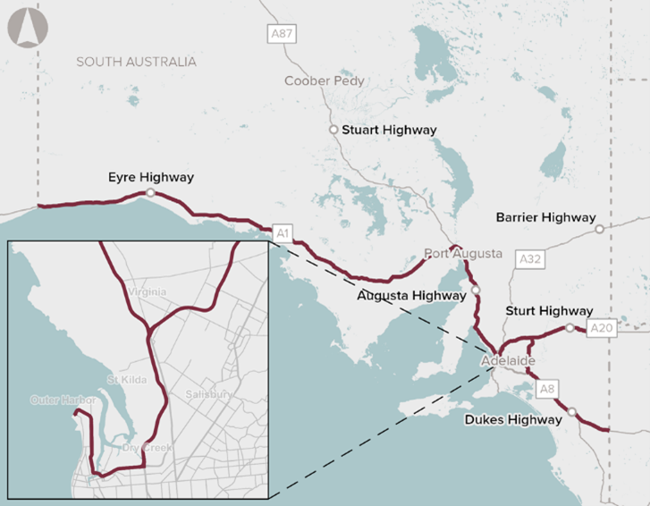 Map of South Australia High Productivity Vehicle network access
