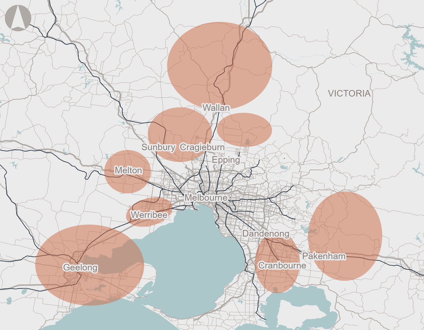 Map of Melbourne Growth Area Road Upgrades