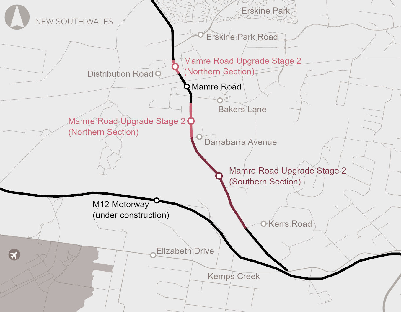 Map of Mamre Road Upgrade Stage 2