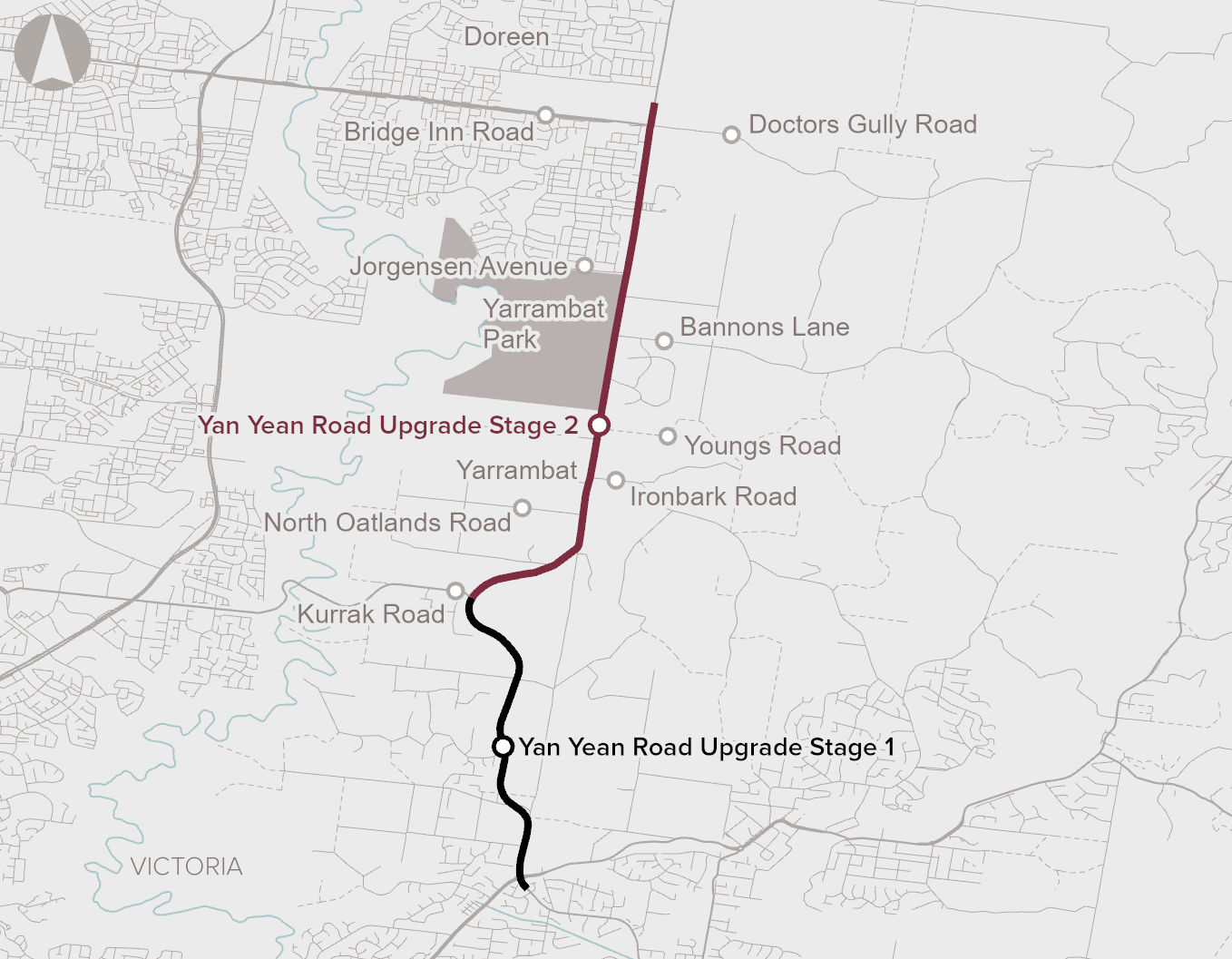 Map of Yan Yean Road Upgrade Stage 2 