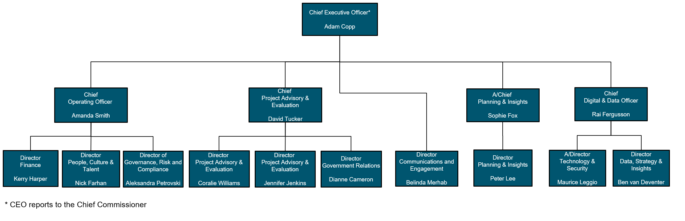 Infrastructure Australia organisation chart as of February 2026