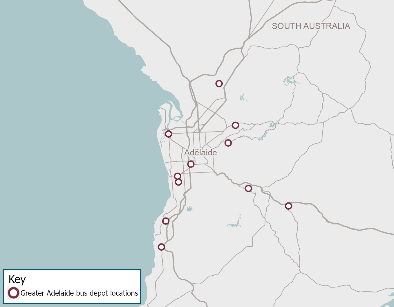 Enabling infrastructure for SA Zero Emissions Buses map