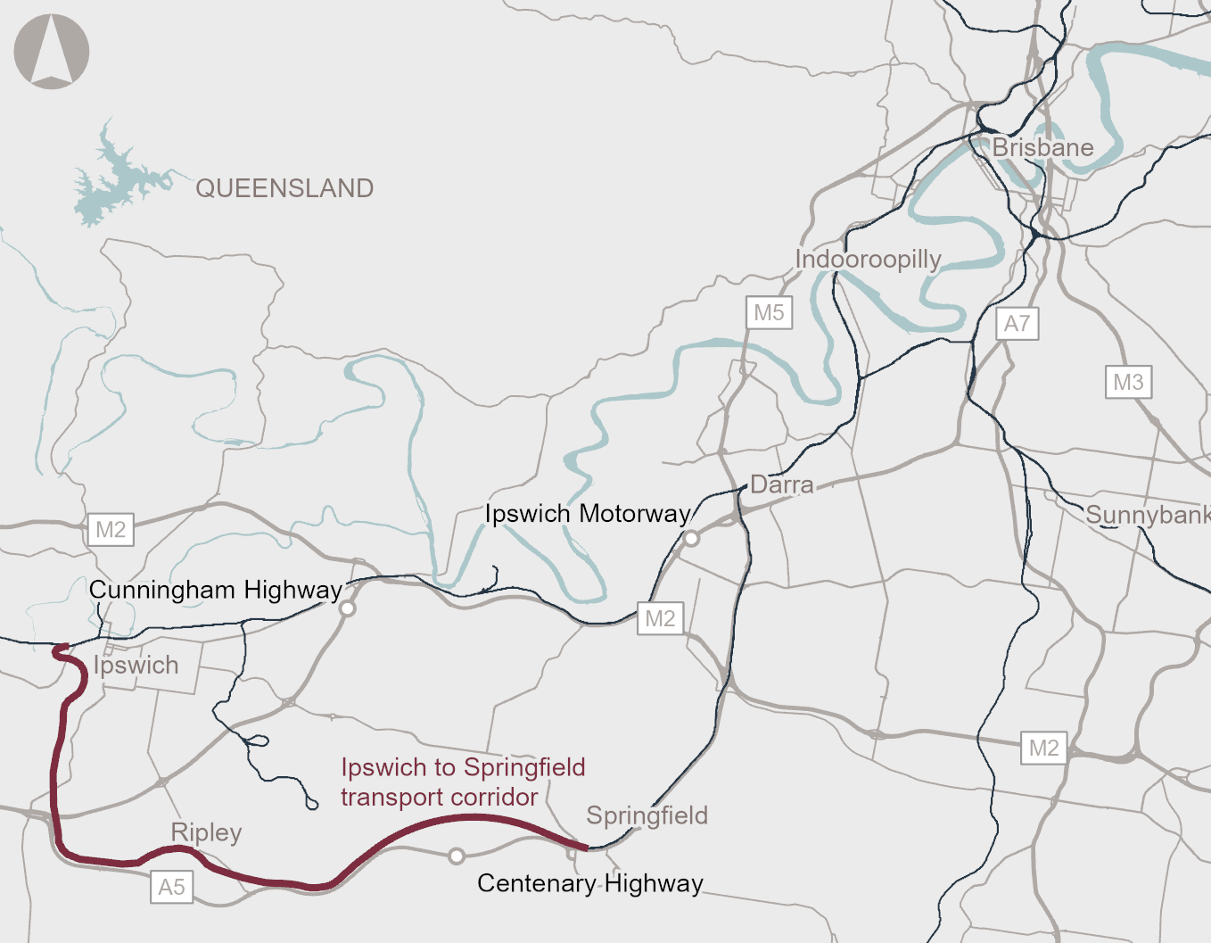 Ipswich to Springfield transport corridor MAP