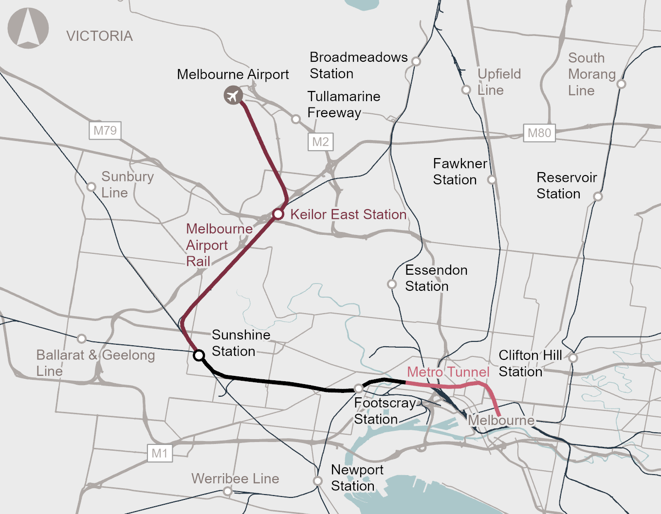 Melbourne Airport Rail map