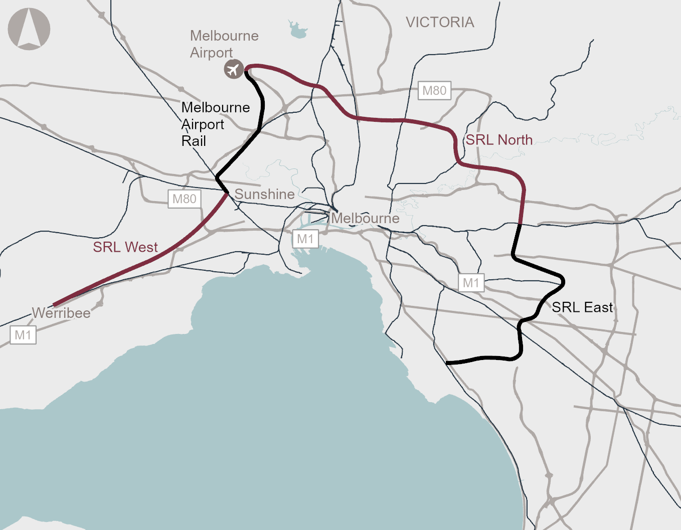 Melbourne Suburban Rail Loop - Future stages map