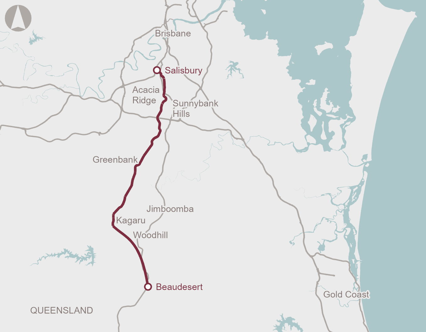 Salisbury to Beaudesert rail connection (South East Queensland) map