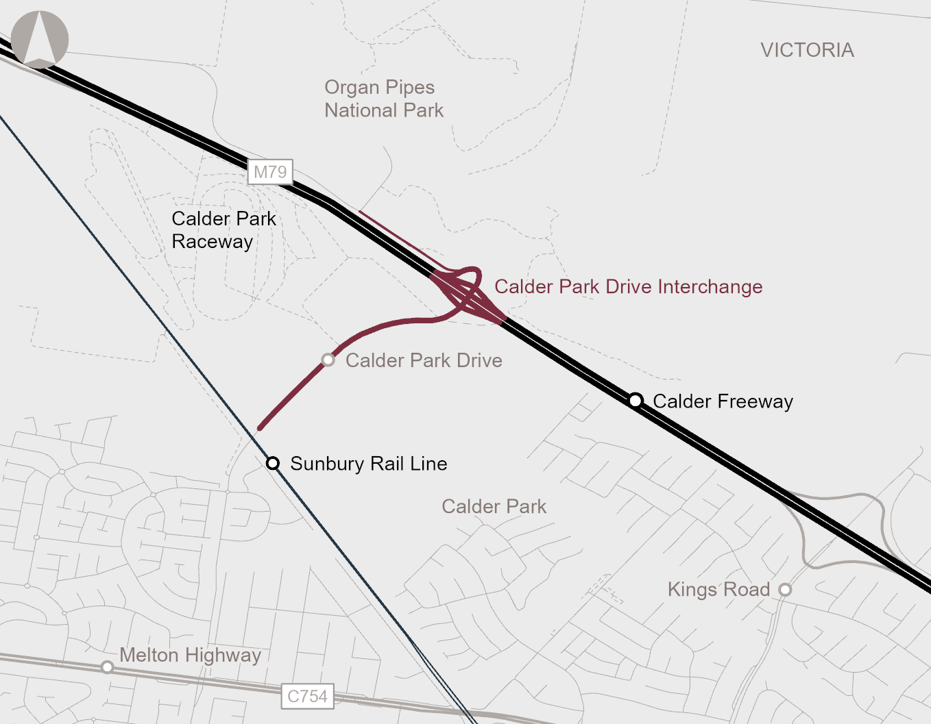 Map of Calder Park Drive Interchange