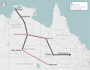 Connection between eastern gas markets and gas suppliers (NT and Qld)