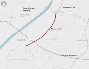 Map showing location of Mulgoa road upgrade