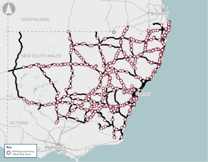 Map of NSW Heavy vehcile rest stops