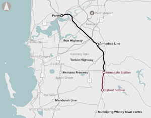 METRONET Byford Rail Ext location map