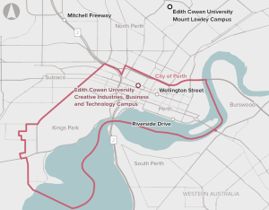 Edith Cowan University campus location map