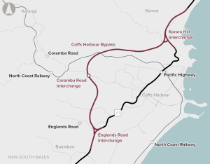 Coffs Harbour Bypass location map
