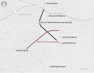 A map showing the Napolean Road Upgrade