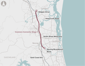 A map showing the proposed Coomera connector
