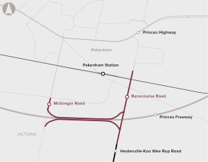 Pakenham Roads Upgrade map