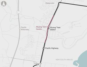Map of Pacific Highway - Wyong Town Centre Upgrade