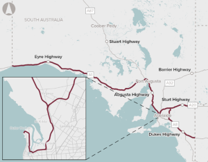 Map of South Australia High Productivity Vehicle network access