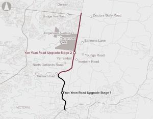 Map of Yan Yean Road Upgrade Stage 2 