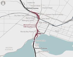 Map of Mitchell Freeway CBD Southbound