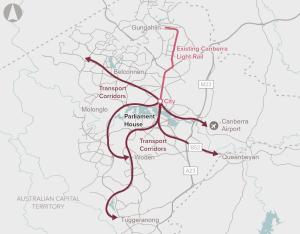 Canberra public transport capacity map