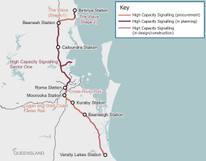 High Capacity Signalling - South East Queensland (ETCS) map